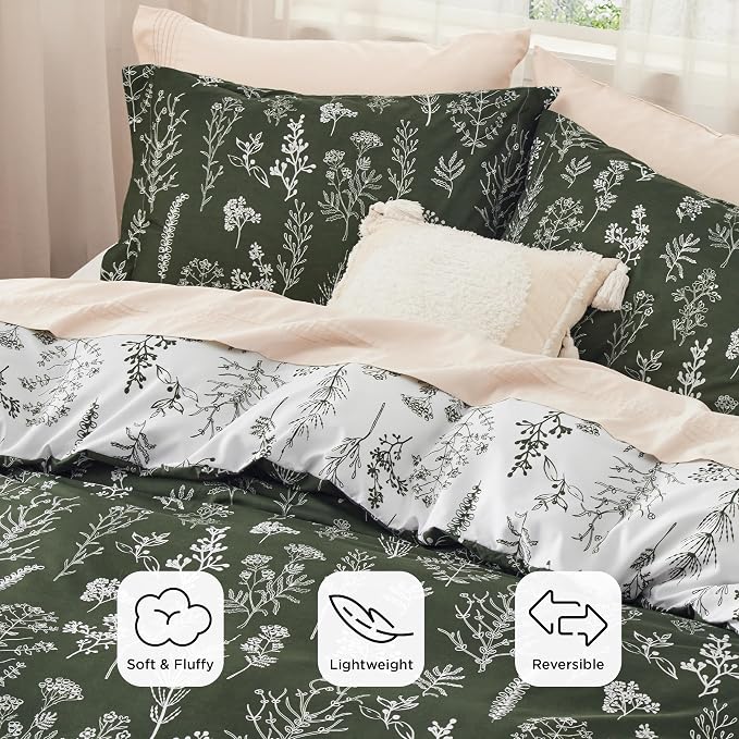 Bedsure Dark Olive Full Comforter Set - Image 3