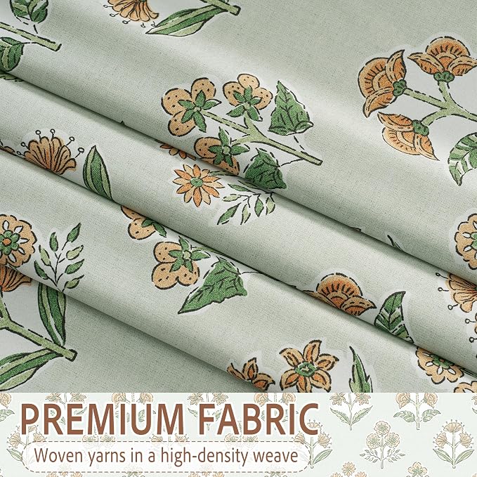 RYB HOME 100% Green Blackout Patterned Curtains - Image 5