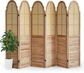 6 Panels Room Divider, Rustic Rattan Room Divider, Wood Folding Privacy Screen by AsNefeli