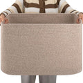 OIAHOMY XXLarge Rectangle Blanket Basket-96L, Cotton Woven Basket by MasterofSpaceOptimization