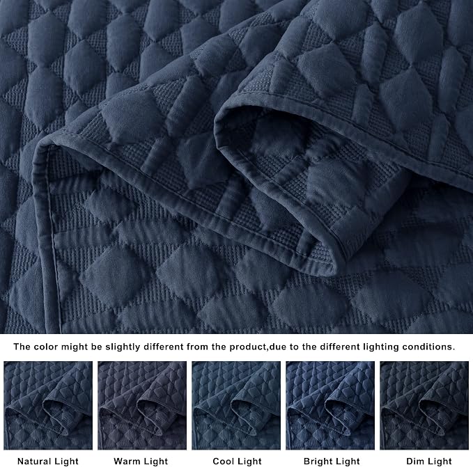 WDCOZY Navy Blue Quilt King Size Bedding Sets - Image 3
