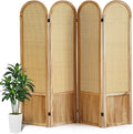 Rattan Room Divider, 4 Panel Folding Room Screen Divider, Natural | Woven by AsNefeli