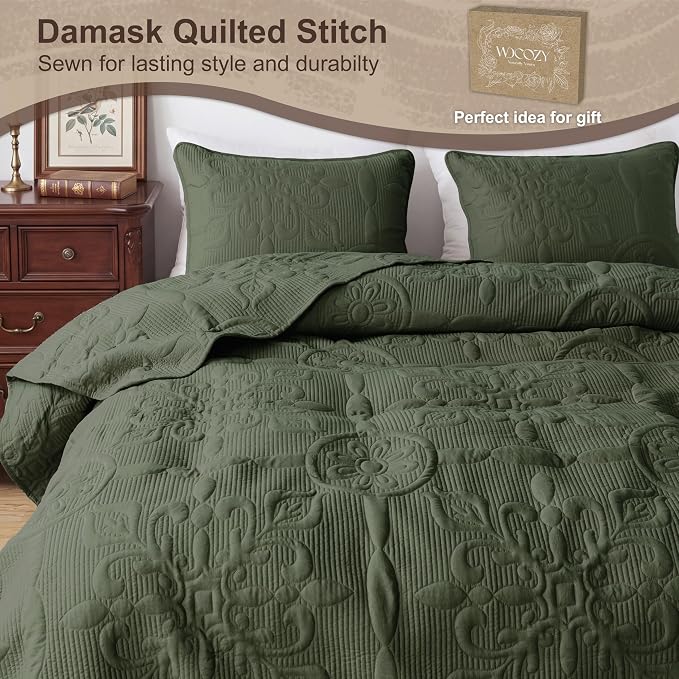 Damask Quilt Queen Size Bedding Sets - Image 4