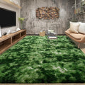 Fluffy Dark Green Rugs for Living Room Bedroom, 6x9 Soft Area Rug Tie-Dyed by Tepook