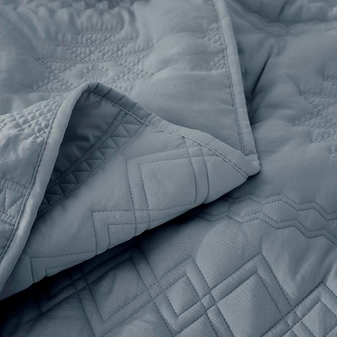 WDCOZY Boho Blue Grey Oversized California Cal King Size Quilt Bedding Sets - Image 8