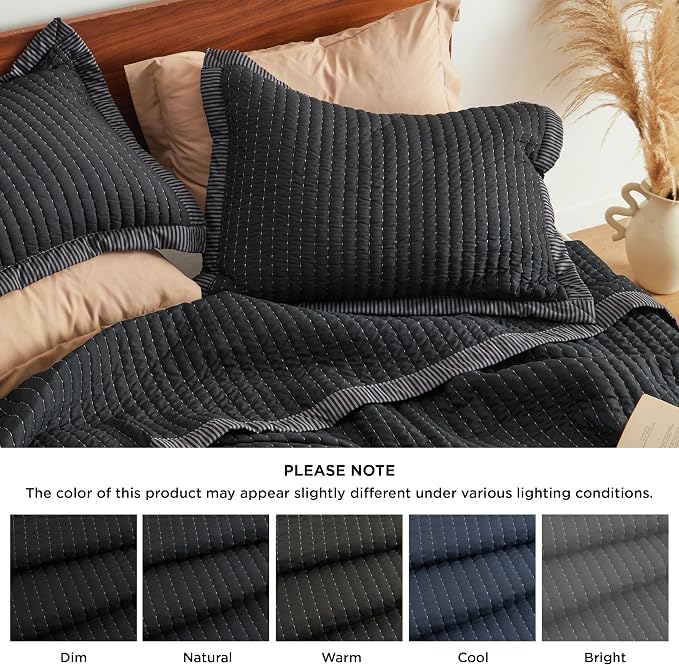 Bedsure King Size Quilt, Lightweight Striped Thin Comforter, Ultra Soft - Image 7