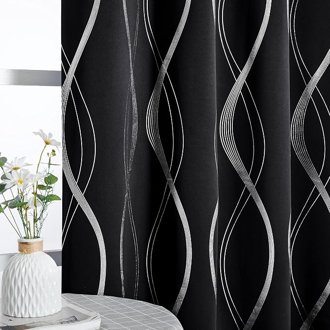 NICETOWN Black Out Grommet Pattern Curtain Panels 84 inches Long | Light - Image 3