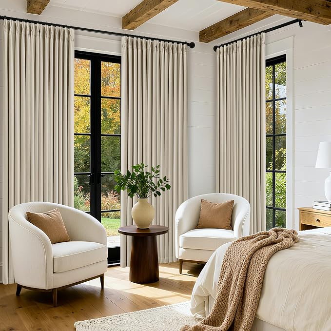 94 Inch Long Blackout Curtains Thick Linen Pinch Pleated Curtains 2 Panels | - Image 9