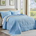Light Blue Alaska King Quilt 132 x 120, Oversized King Bedspreads, 3 Piece Soft by EnjoyYourLife