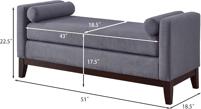 51” Bed Ottoman Bench for Bedroom, Boucle Upholstered End of The Bed Bench - Image 2