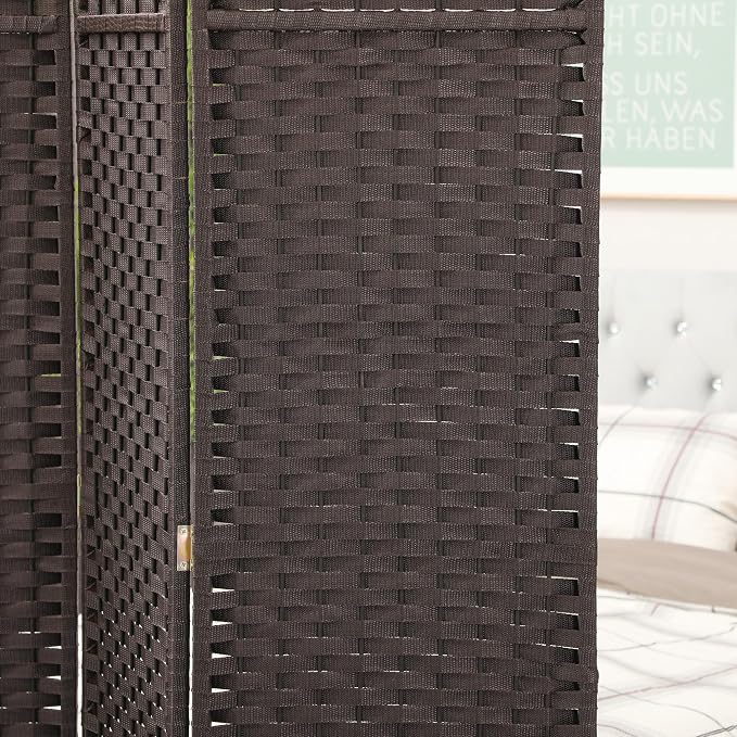 HOMCOM Room Divider 8 Panel Folding Screen Freestanding 5.6' Tall Brown | - Image 8
