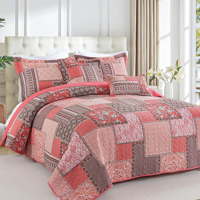 BEDIFANY Farmhouse Queen Quilt Set, 100% Cotton Cover Quilt Bedding Set | 3 PCs - Image 2