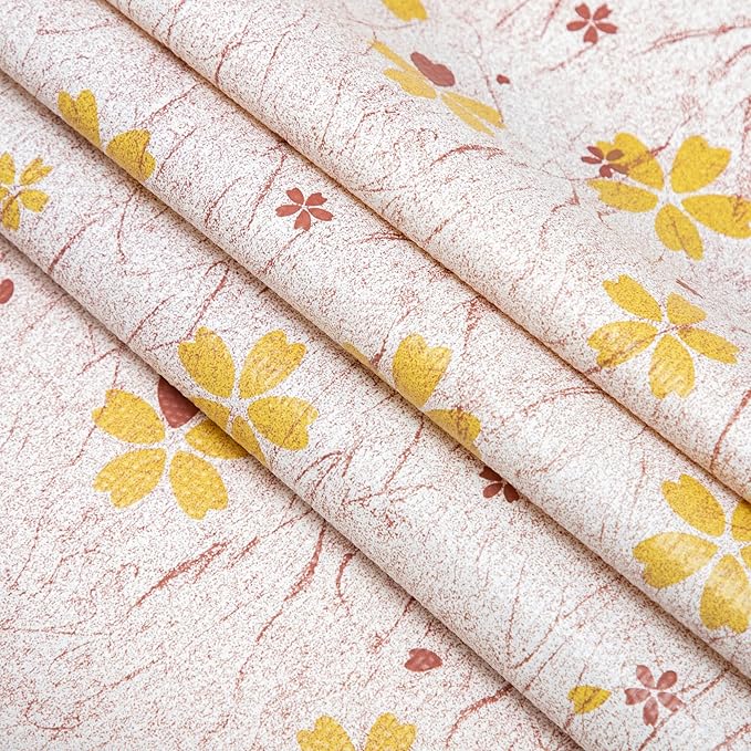 RAY STAR 12X120 Inch Shelf Liner for Kitchen Cabinets, Non-Adhesive Cabinet Liner Washable, PVC Drawer Liner for Dresser Non-Slip Bathroom (Yellow-Floral)(4 Roll)