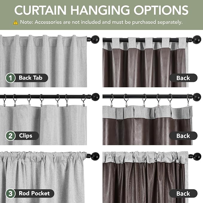 Deconovo Faux Linen 100% Blackout Curtains - Image 5