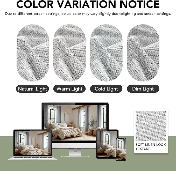 Deconovo Faux Linen 100% Blackout Curtains - Image 9