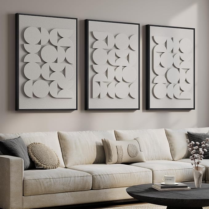Large 3D Textured Framed Abstract Wall Art by Cuspin
