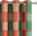 Red Green Linen Blackout Curtains by Lajode