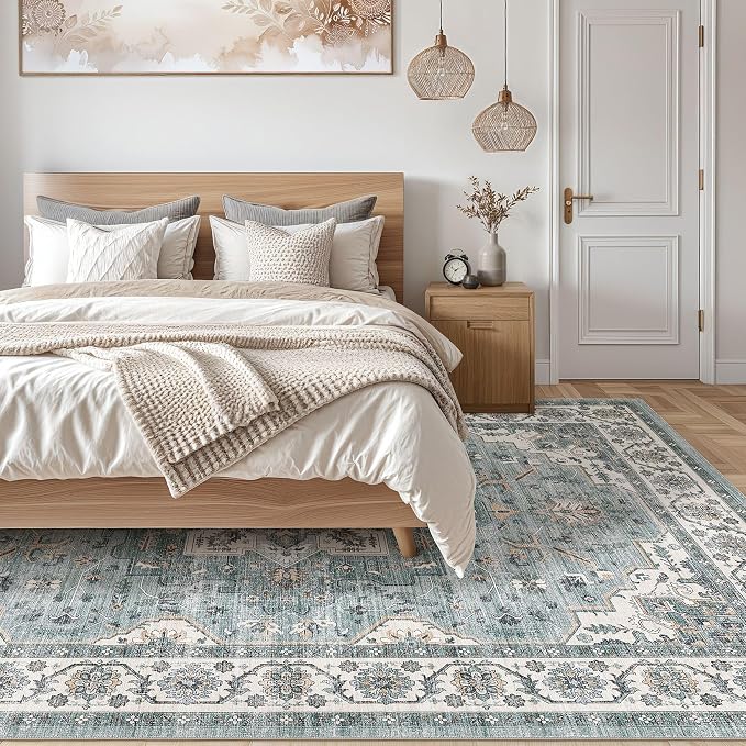 cotiled 10x12 Area Rug for Living Room, Traditional, Denim Blue | Soft - Image 6