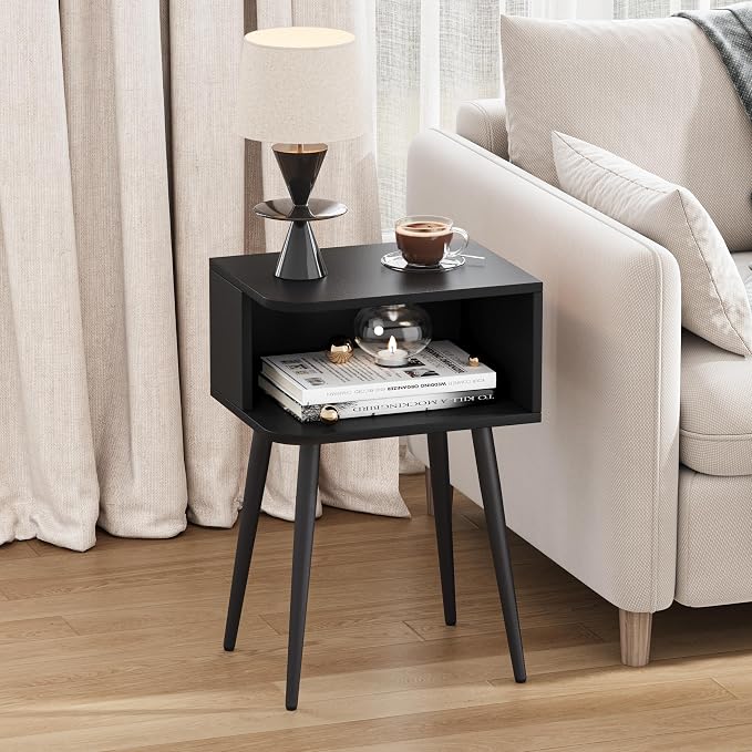 Black Nightstand Set of 2, Small Bed Side Table - Image 4