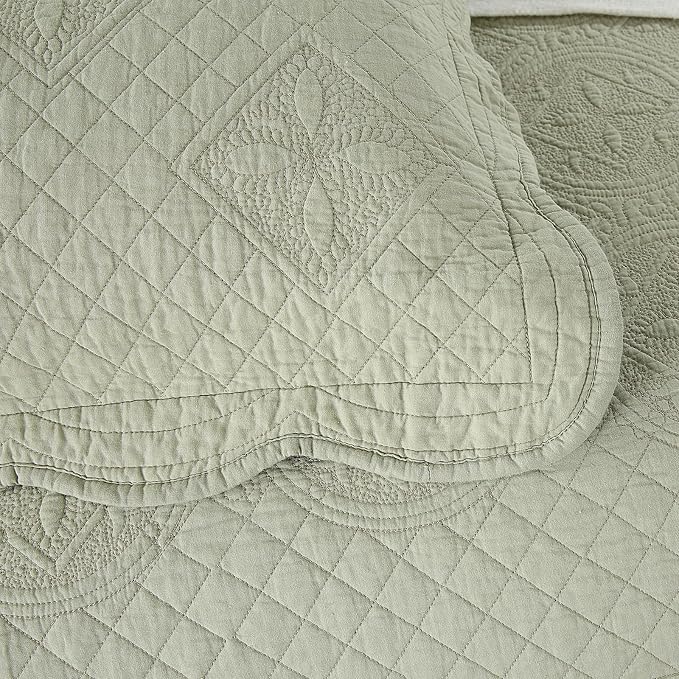 ROOMLIFE Quilt Set King Size 3D Floral Embroidery Pattern 3-Piece Cotton - Image 8