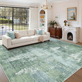 8x10 Area Rugs for Living Room, Abstract Washable Rug, Sage Green | Soft Thin & by Valenrug