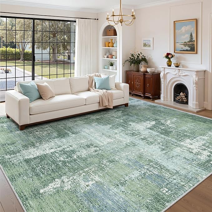 6x9 Area Rugs, Abstract Washable Rugs by Valenrug