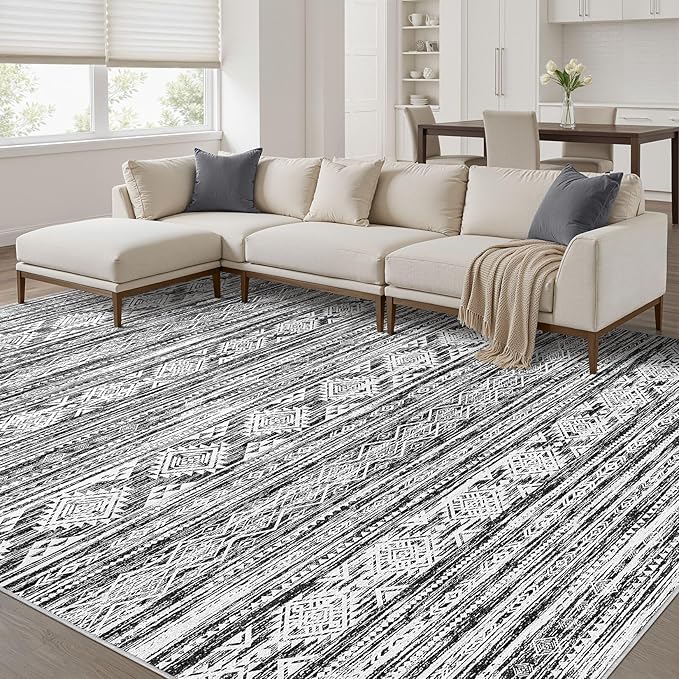 Nakagishi Area Rug Living Room Rugs: 7X9 Machine Washable Boho Large Neutral by NakagishiAreaRug