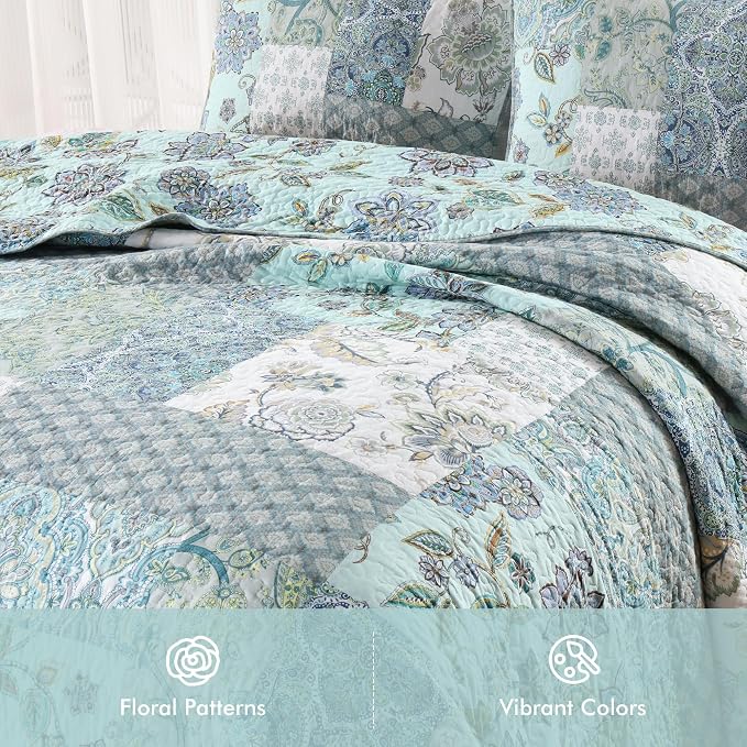 Etwel 100% Cotton Patchwork Queen Size Quilt Set - Image 3