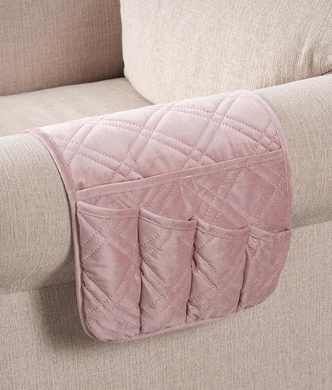 Brilliant Sunshine Silver Pink Velvet Velvet Couch Armrest Cover, Armrest - Image 5