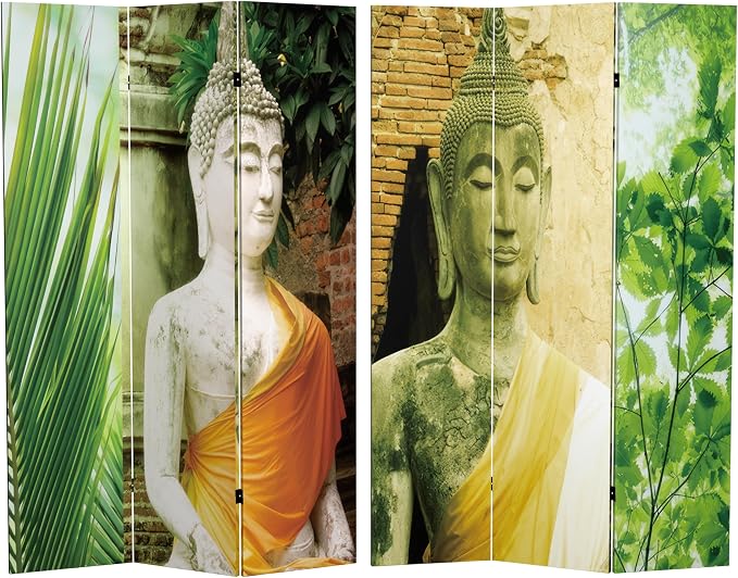 Red Lantern 6 ft. Tall Draped Buddha Double Sided Room Divider 3 Panel by RedLantern