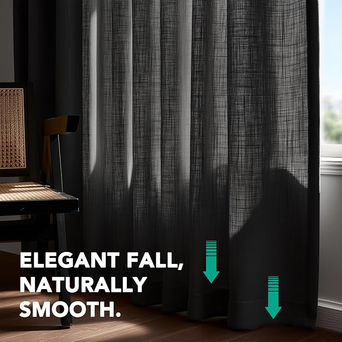 Deconovo Linen-Blend Semi-Sheer Curtains 2 Panels, Hidden Tab and Rod Pocket - Image 7