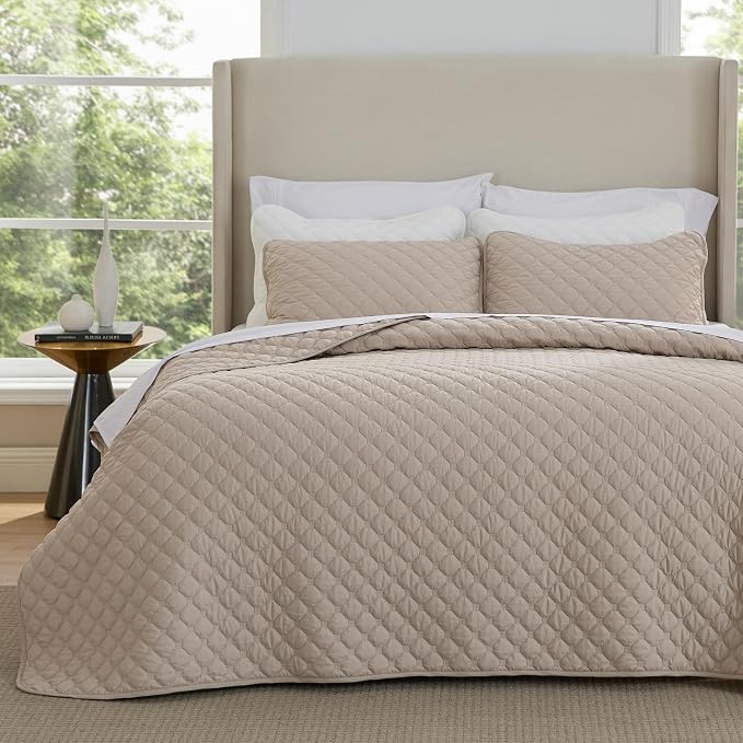 Bedsure Quilts Queen Size, Classic Honeycomb Quilting Comforter Set Taupe | by Unknown