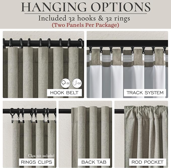 Grey Green Blackout Linen Curtains 90 Inches Long - Image 3