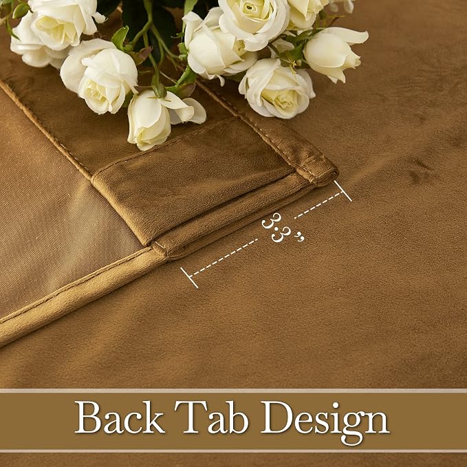 RYB HOME Gold Brown Fall Velvet Curtains - Image 4