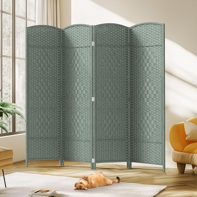 Rattan Room Divider, 4-Panel Folding Privacy Screen 6ft. Extra Wide | Room by Jostyle