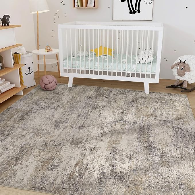 Nakagishi Boho 7x9 Area Rug Living Room Rugs Machine Washable Brown Grey | Soft - Image 7