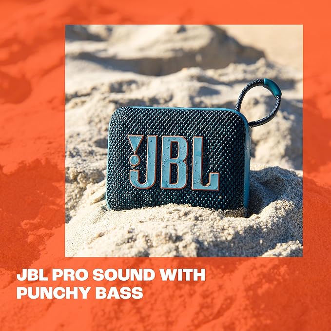 JBL Go 4 - Ultra-Portable, Waterproof and Dustproof Bluetooth Speaker, Big JBL Pro Sound with Punchy bass, 7-Hour Built-in Battery, Made in Part with Recycled Materials (Sand)