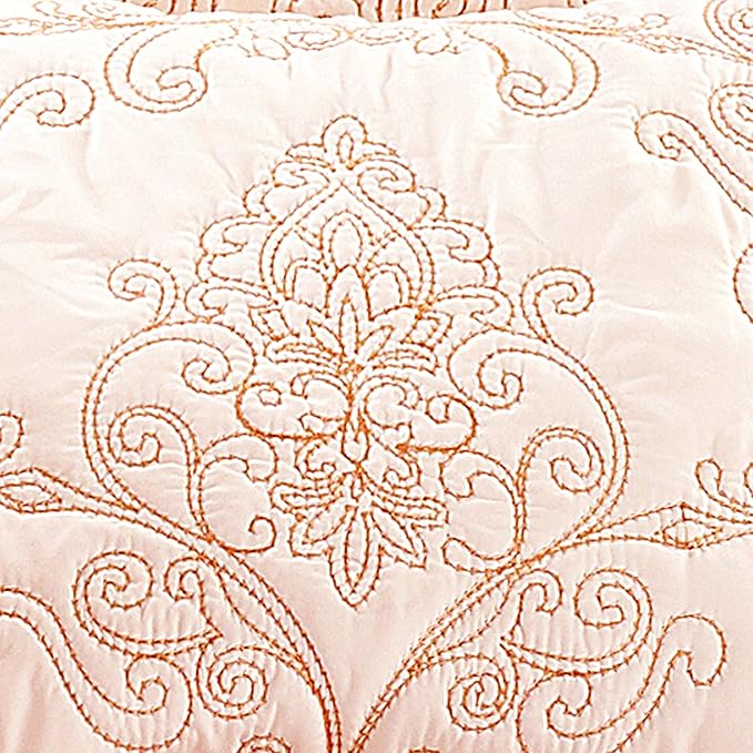 Home Soft Things Damask 4 Piece Bedspread Set, Scalloped Edge Reversible - Image 5
