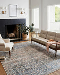 Loloi Chris Loves Julia Jules Collection JUL-06 Denim/Spice 7'-6'' x 9'-6'', .13" Pile Height, Area Rug