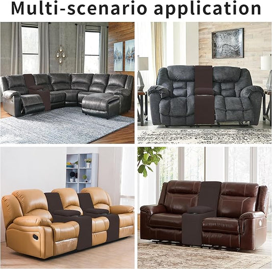 Easy-Going 2-Piece Recliner Console Cover for Reclining Loveseat Covers Stretch Jacquard Middle Console Cover for Recliner Couch and Sofa Chocolate