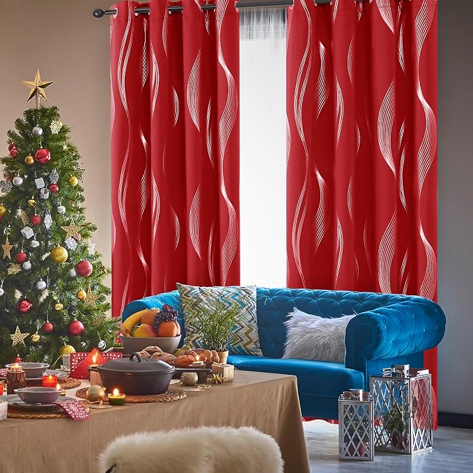 Deconovo Curtains for Living Room, Pattern Blackout Curtains 84 Inches Long | - Image 2