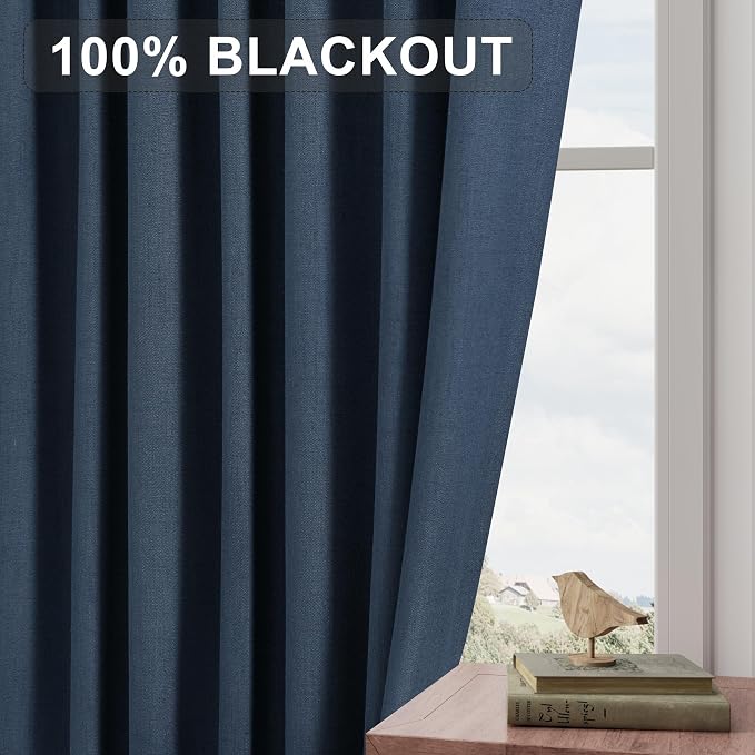 Joywell 100% Blackout Linen Curtains 84 Inch Long - Image 7