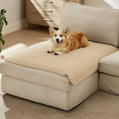Bedsure 100% Waterproof Couch Cover for Dogs Washable - Non Slip Waterproof Dog Blanket for Couch Sofa, Lightweight Furniture Protector Durable for Pet Cat Puppy with Non-Slip Bottom, Beige, 40x50IN