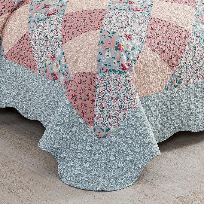 Etwel Lightweight Patchwork King Size Quilt Set - Image 9