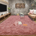Blush Pink Area Rugs for Living Room Girls Bedroom, 9x12 Fluffy Shaggy Dusty by Tepook