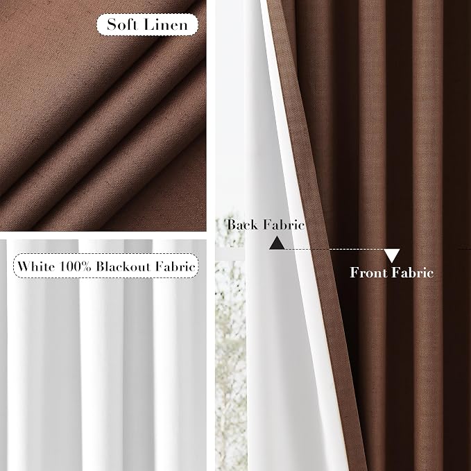 Joywell 100% Blackout Linen Curtains 84 Inch Long - Image 5