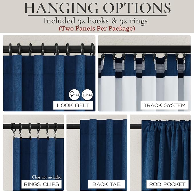 Navy Blue Blackout Curtains 92 Inch Length - Image 2