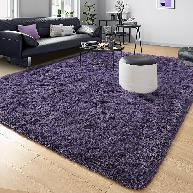6x9 Area Rugs for Living Room, Soft Fluffy Shag Gray Purple Rug for Bedroom - Image 8