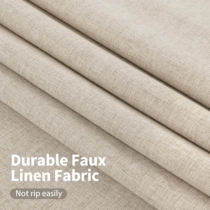 YoungsTex Oatmeal Linen 100% Blackout Curtains 78 Inch Length - Image 5