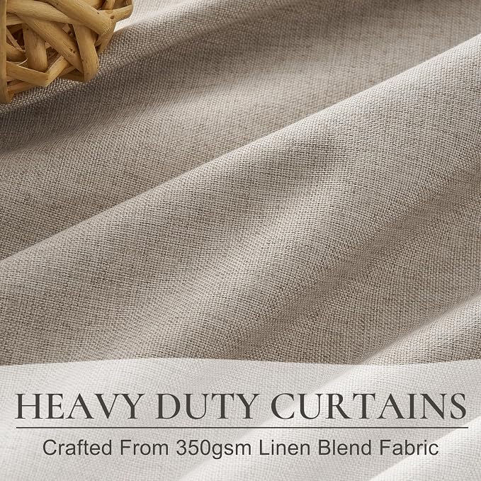 Grey Flax Curtains 92 inch Length 2 Panels Set, Hook Belt&Rod Pocket White - Image 4